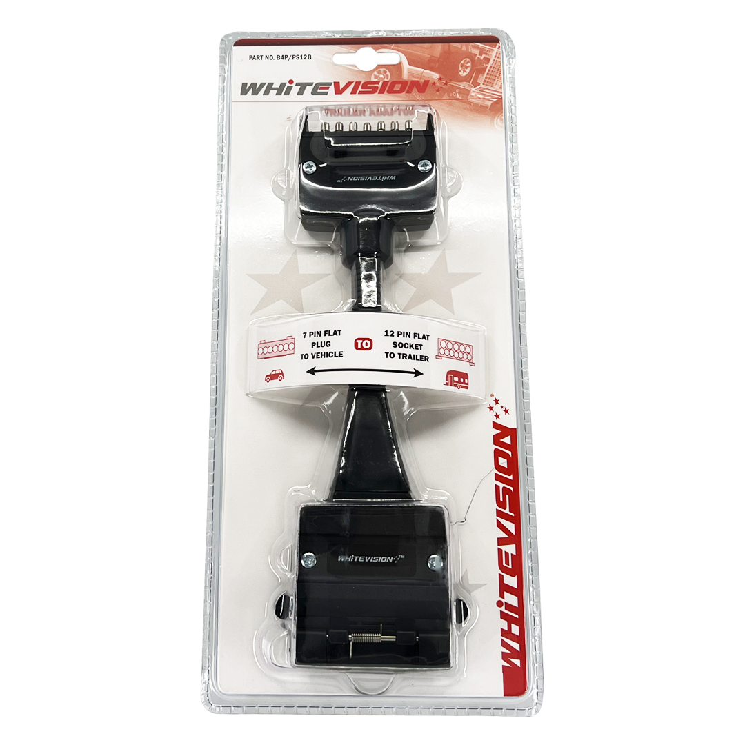 Trailer Adaptor - Flat 7 Pin Plug to Flat 12 Pin Socket Blister