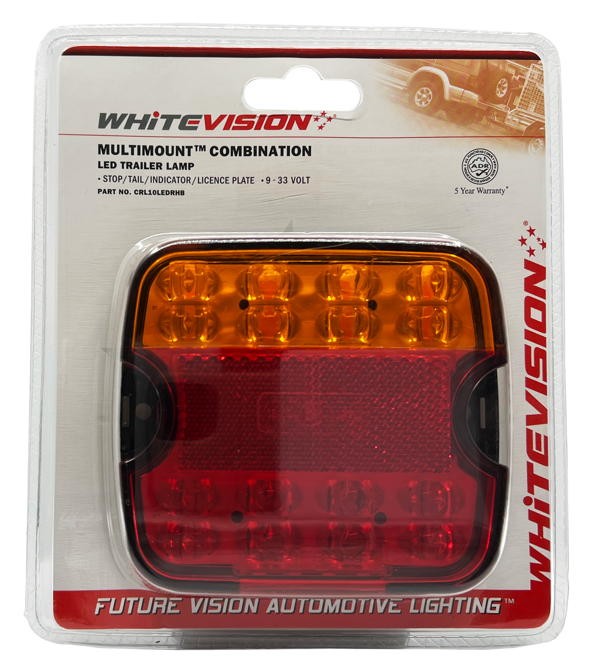 10 Series Right Hand LED Combo Trailer Lamp - Stop / Tail / Indicator / License Plate  Blister