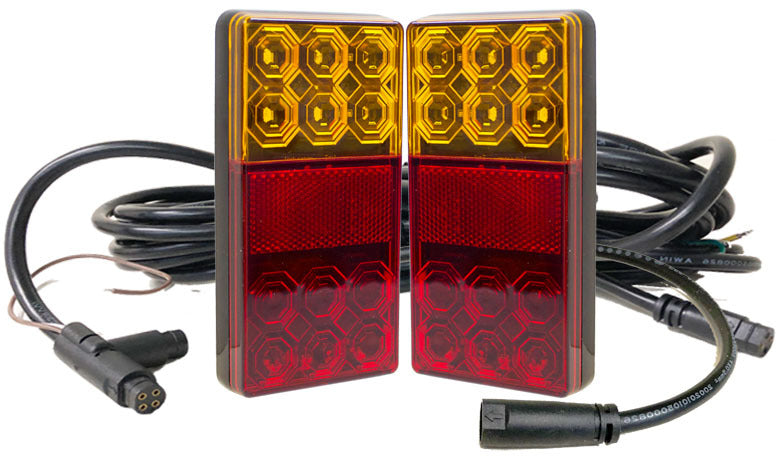 120 Series Left & Right Hand LED Combo Trailer Lamp Kit - Stop / Tail / Indicator / License Plate (5.5x1.4m)