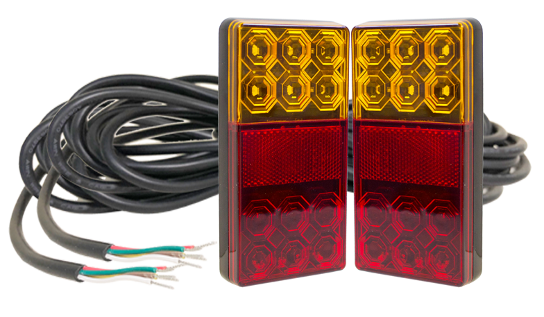 120 Series Left & Right Hand LED Combo Trailer Lamp Kit - Stop / Tail / Indicator / License Plate 9m Cable