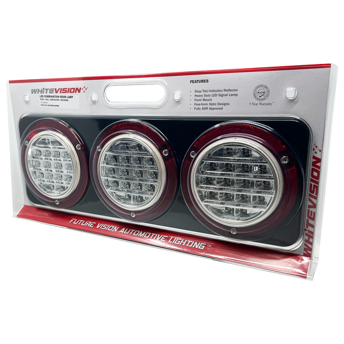 350 Series LED Combo Lamp Clear Lens - Stop / Tail / Indicator Black Base Blister