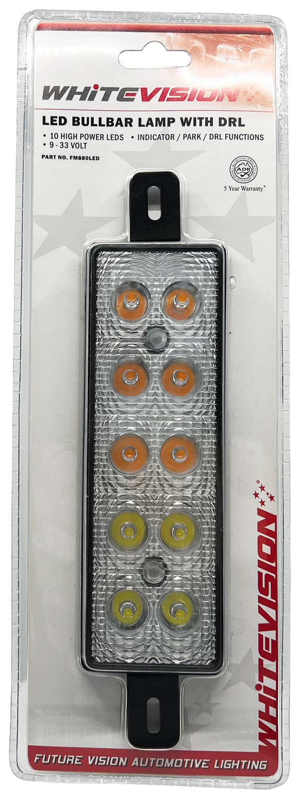 880 Series LED Bullbar Lamp Clear Lens Indicator / Park / DRL Blister