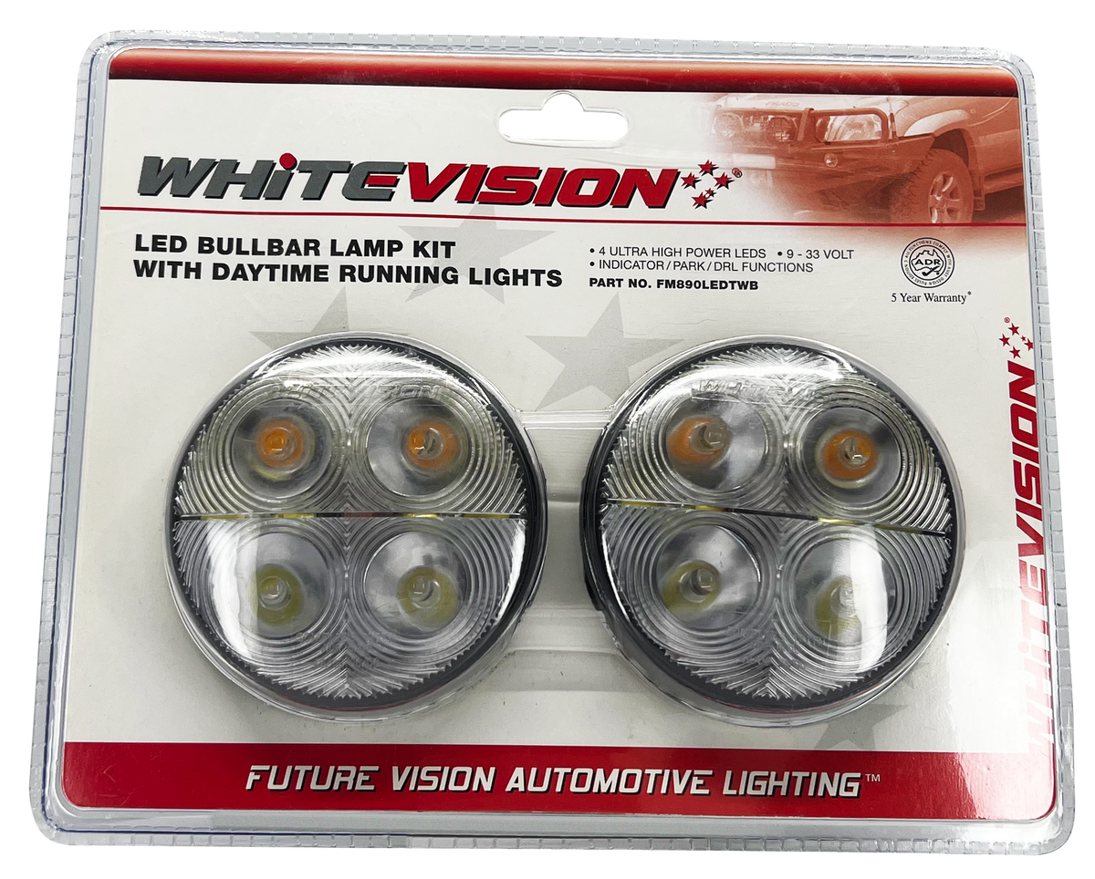 890 Series LED Round Bullbar Lamp Indicator / Park / DRL Twin Blister