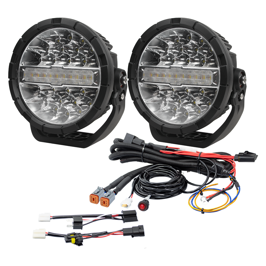 Razyer 7" Series LED Driving Light Pack With Wiring Kit