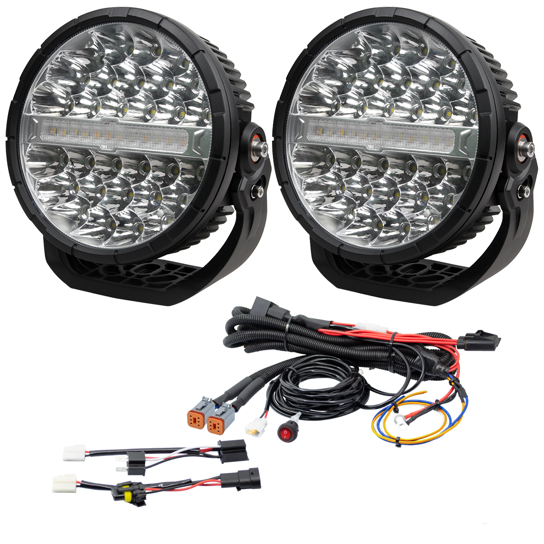 Razyer 9" Series LED Driving Light Pack with Wiring Kit
