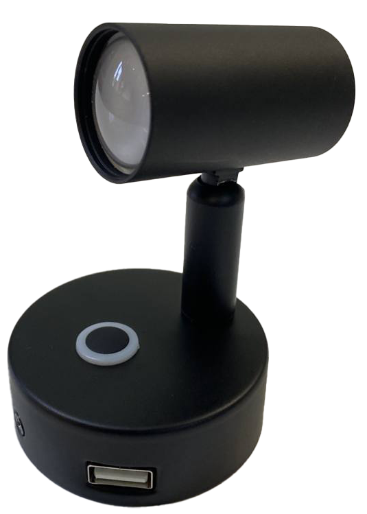 LED Black Base Downlight Reading Light with USB Socket