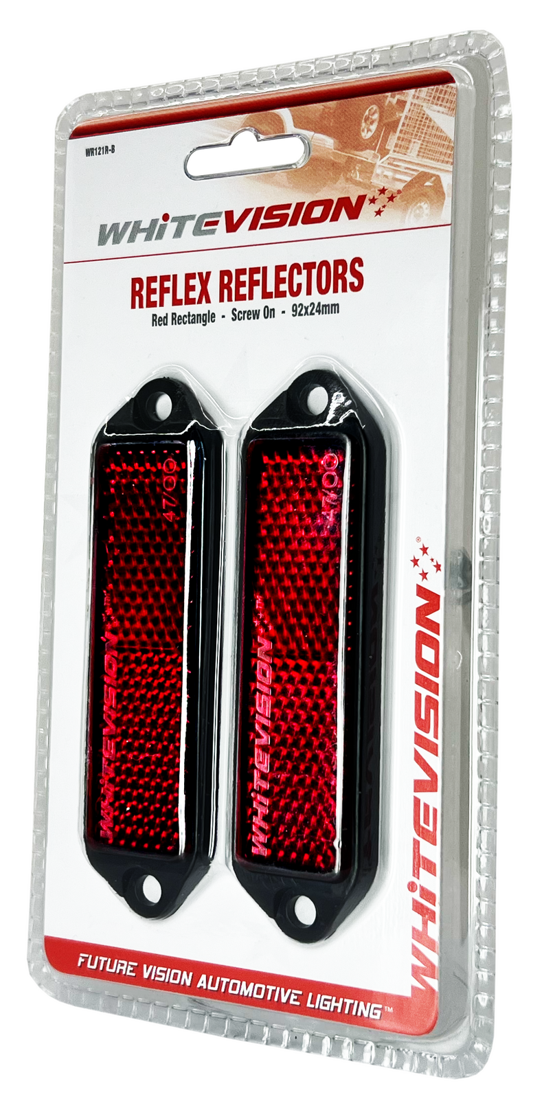 WR121 Series Red Reflector Black Base Blister