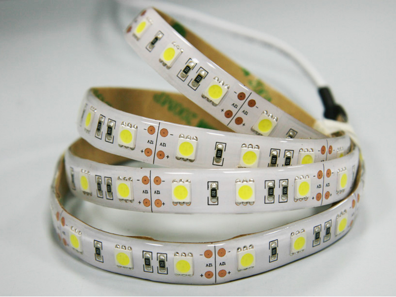 High-output LED strip light with 3M MP200 adhesive tape for secure mounting on various surfaces